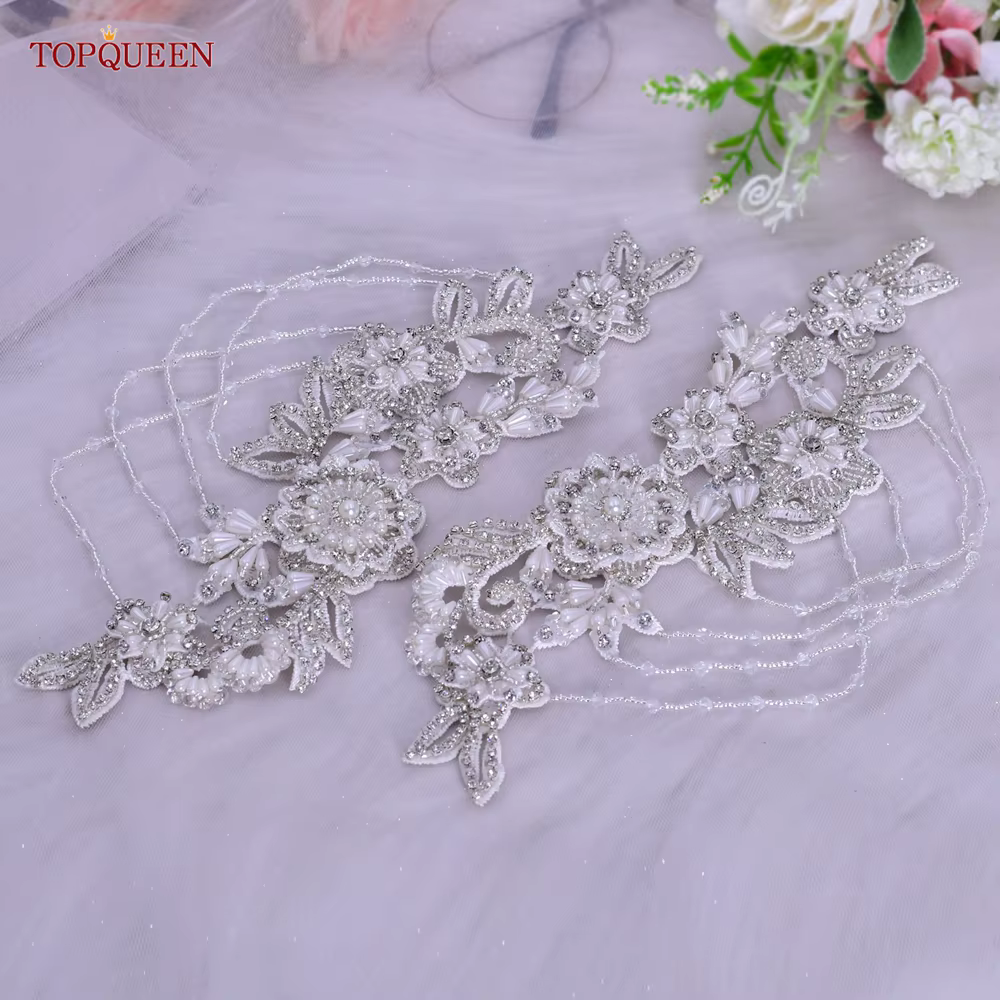 TOPQUEEN S80 argent épaulettes épaule bijoux décoratifs mode tempérament vêtements accessoires à la main perles strass