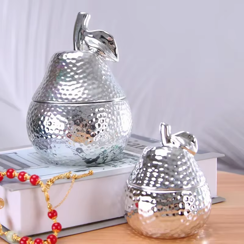 Boîte de rangement en céramique dorée pour bijoux