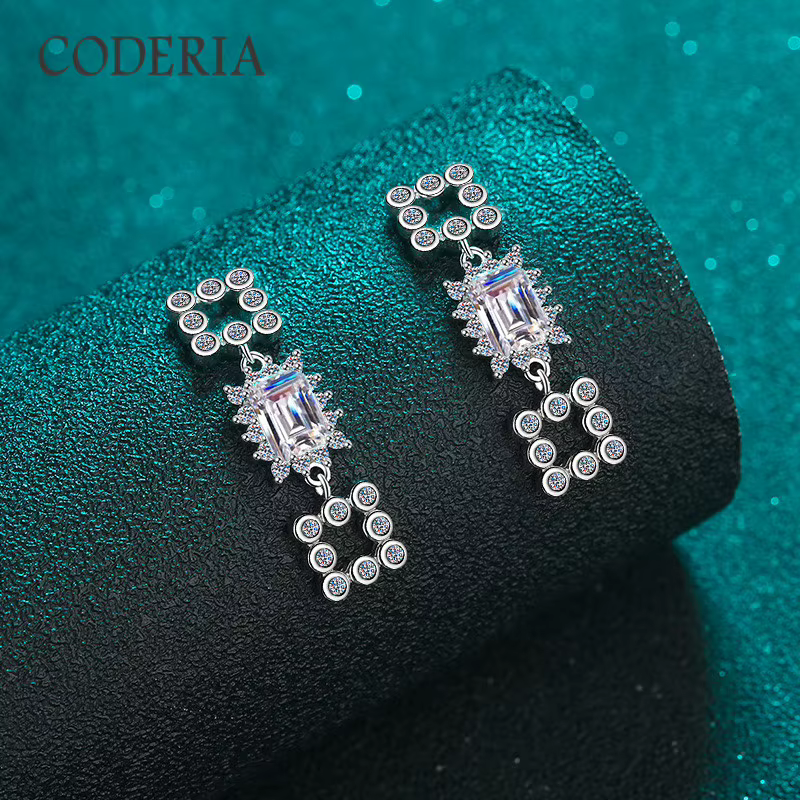 Boucles d'oreilles en argent regardé 925 plaqué or blanc 18 carats pour femme