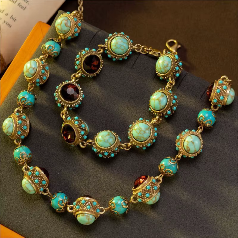 Collier en zirconium turquoise KEQIU