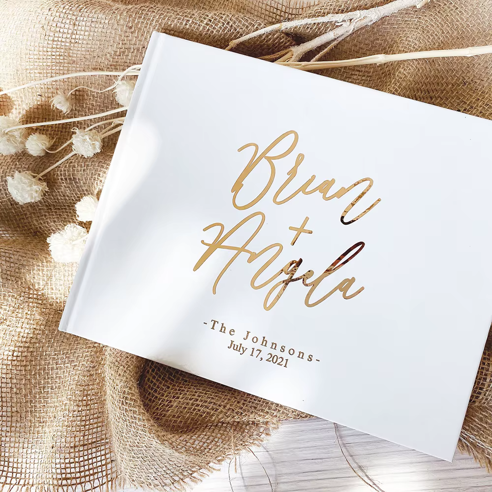 Livre d'or blanc personnalisé pour mariage