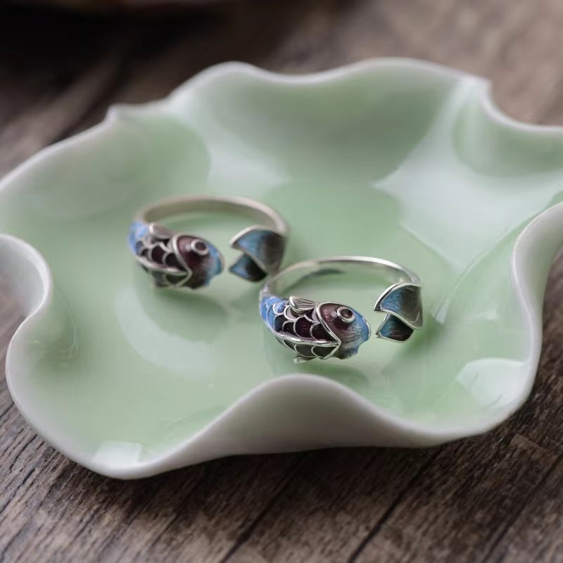 Lucky Koi Fish Annie Flower Ring for Women and Men