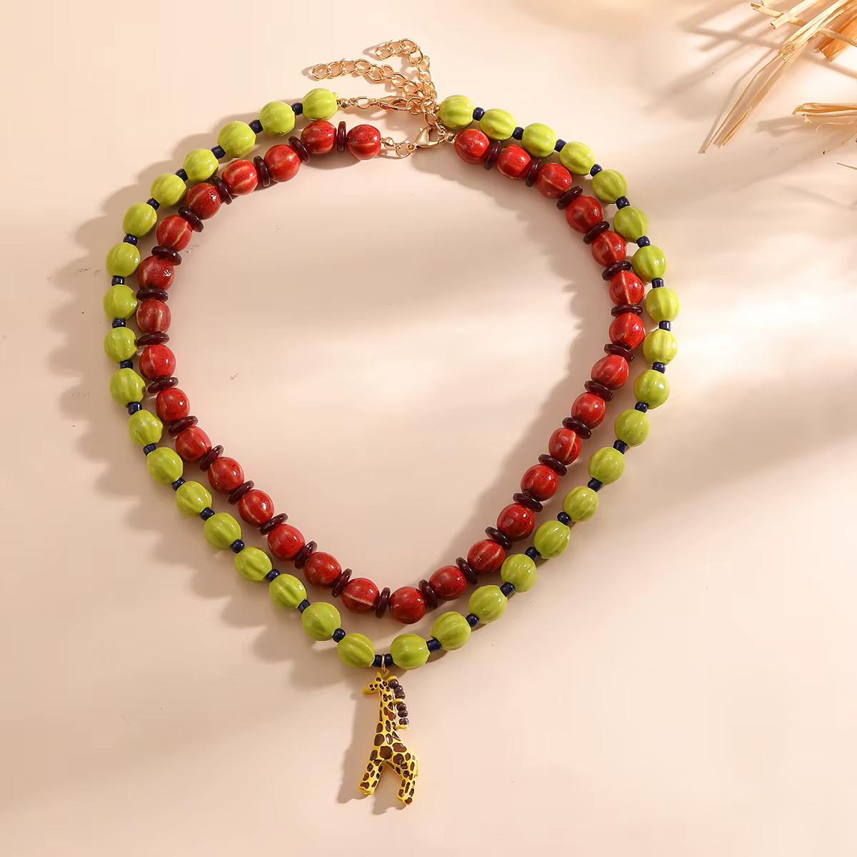 Collier pendentif girafe longue à plusieurs couches tissé à la main pour femme