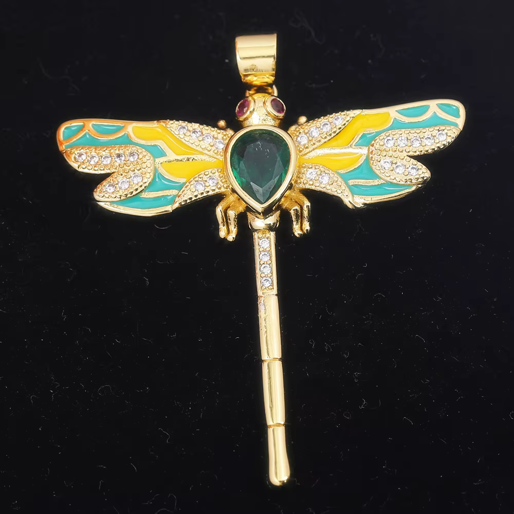 Pendentifs Juya en émail multicolore plaqué or 18 carats