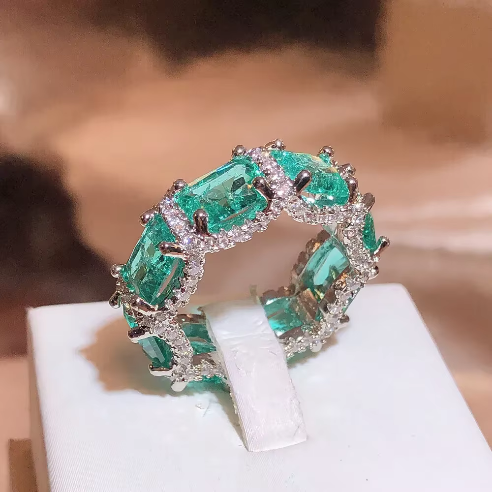 Bague Paraiba en Zircon plaqué argent 925