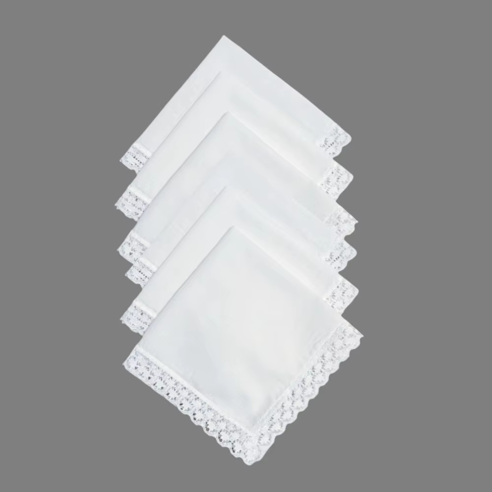 Petit mouchoir en dentelle de coton blanc pur