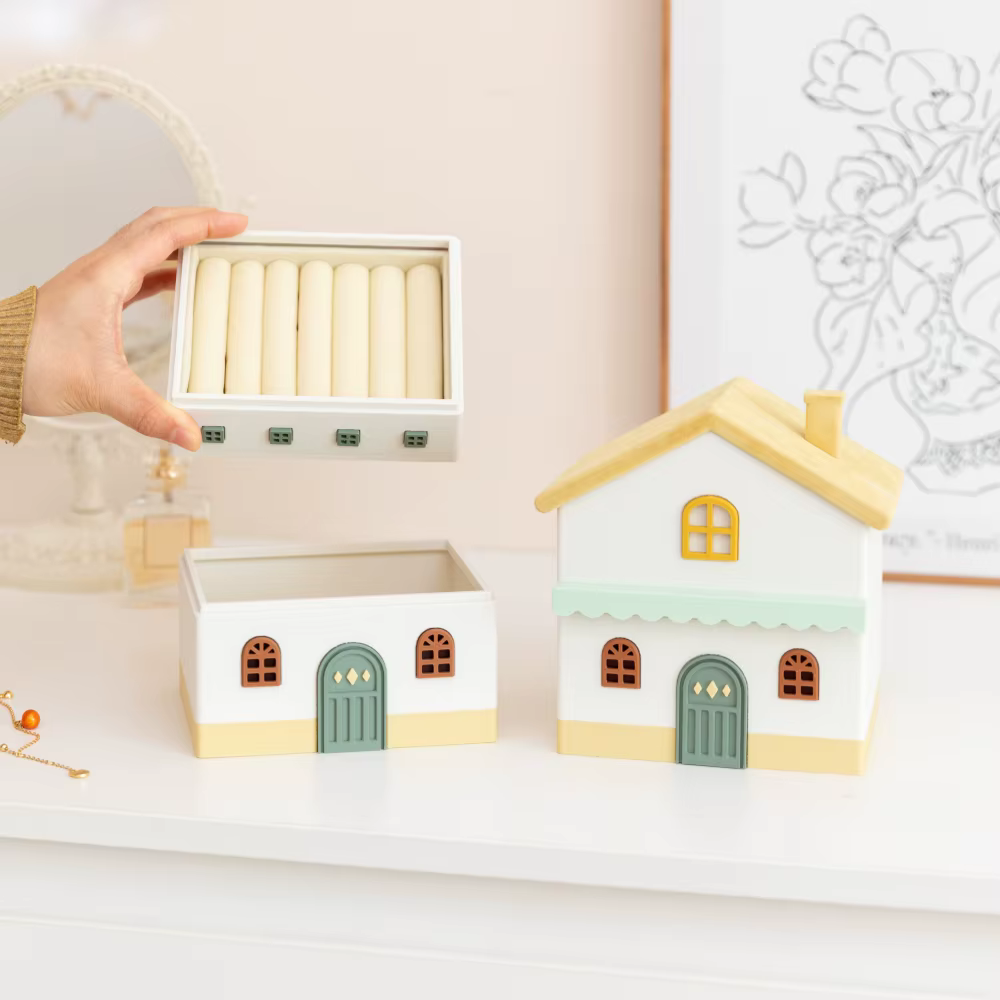 Multi-Layer Jewelry Storage Box Small House Organizer for Rings Earrings Bracelets