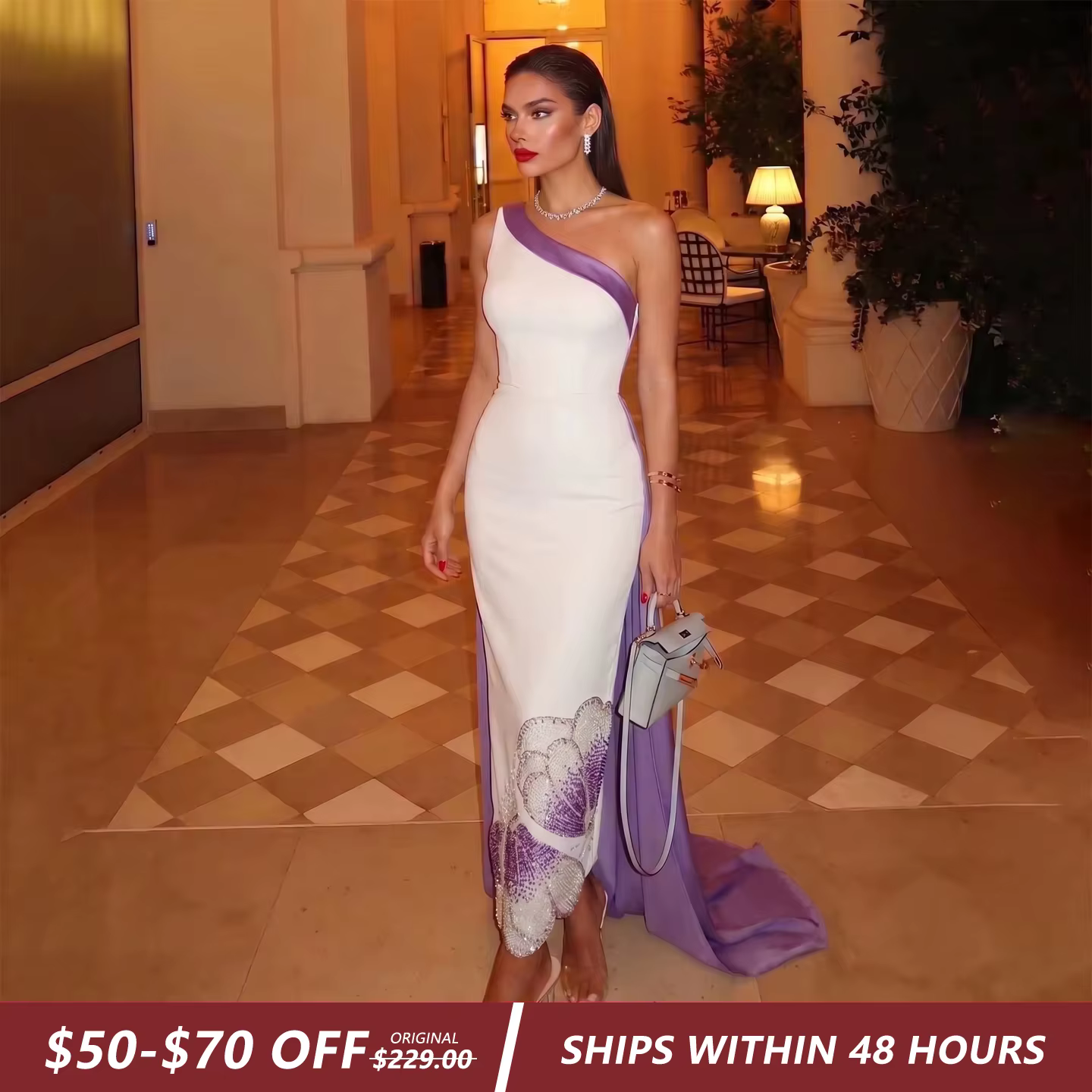 Robe de soirée longue élégante Sharon avec traîne