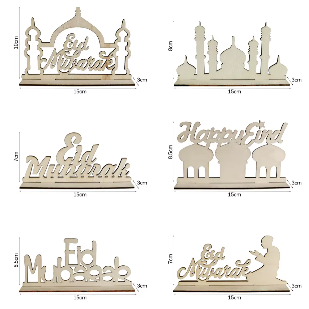 Ornements en bois Eid Mubarak
