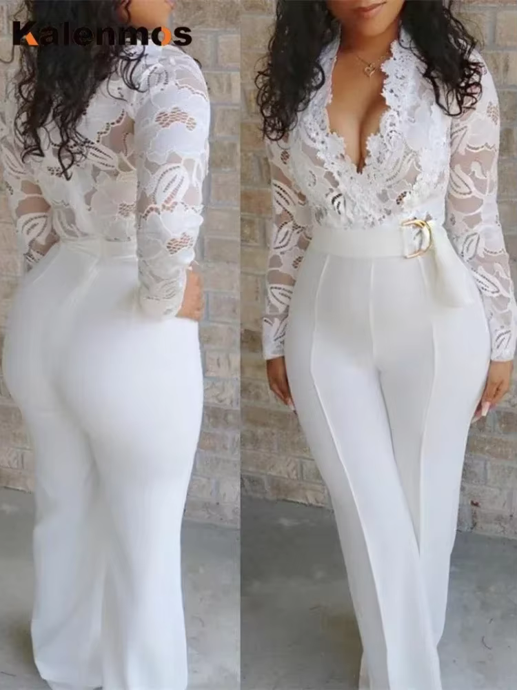 Combinaison blanche en dentelle pour femme