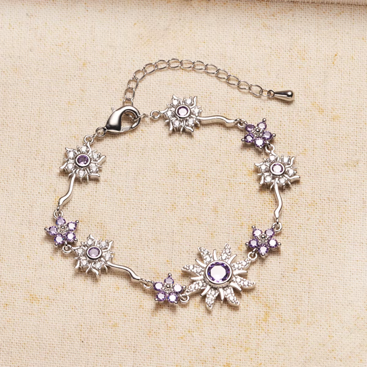 Bracelet Fleur de Tournesol Incrusté de Zircons Scintillants