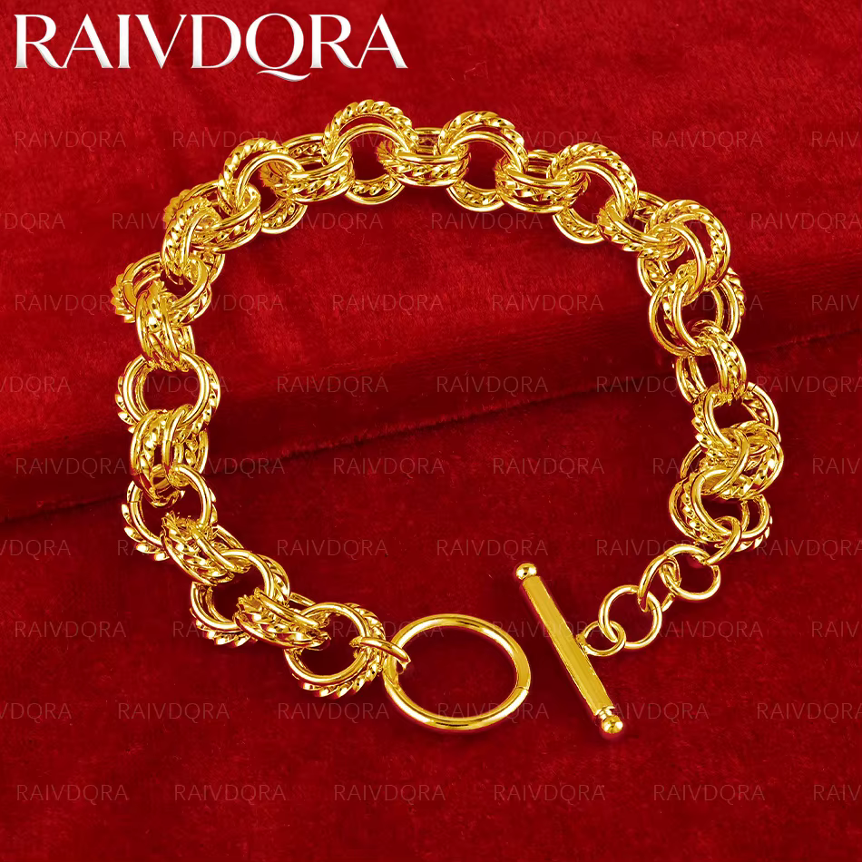 Bracelet à chaîne circulaire plaqué or 18 carats pour femmes et hommes