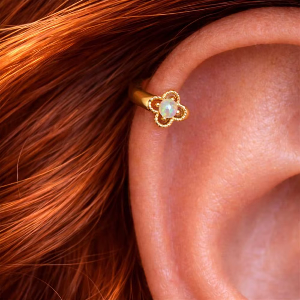 Aide S925 Argent Sterling Zircon Pavé Boucles d'oreilles créoles clicker Huggie pour piercing Daith