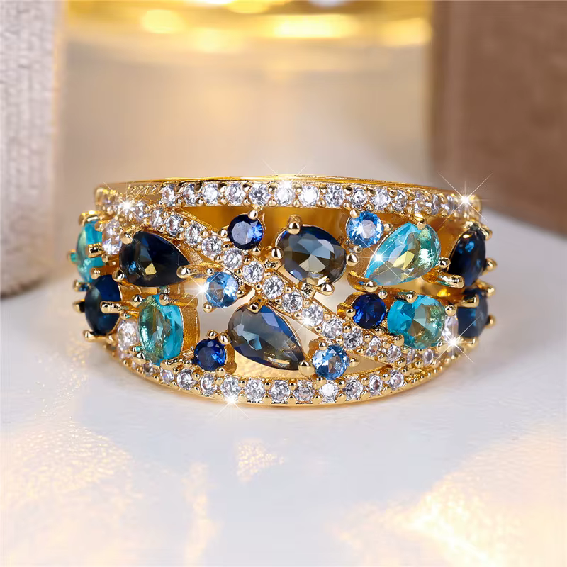 Bague de fiançailles en forme de grande goutte d'eau pour femmes