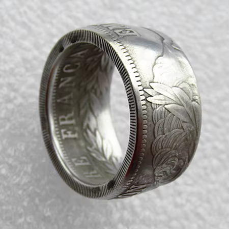 Bague Pièce Faite à la Main en Alliage Cuivre-Nickel, 5Francs, 1813A, TAN8-16