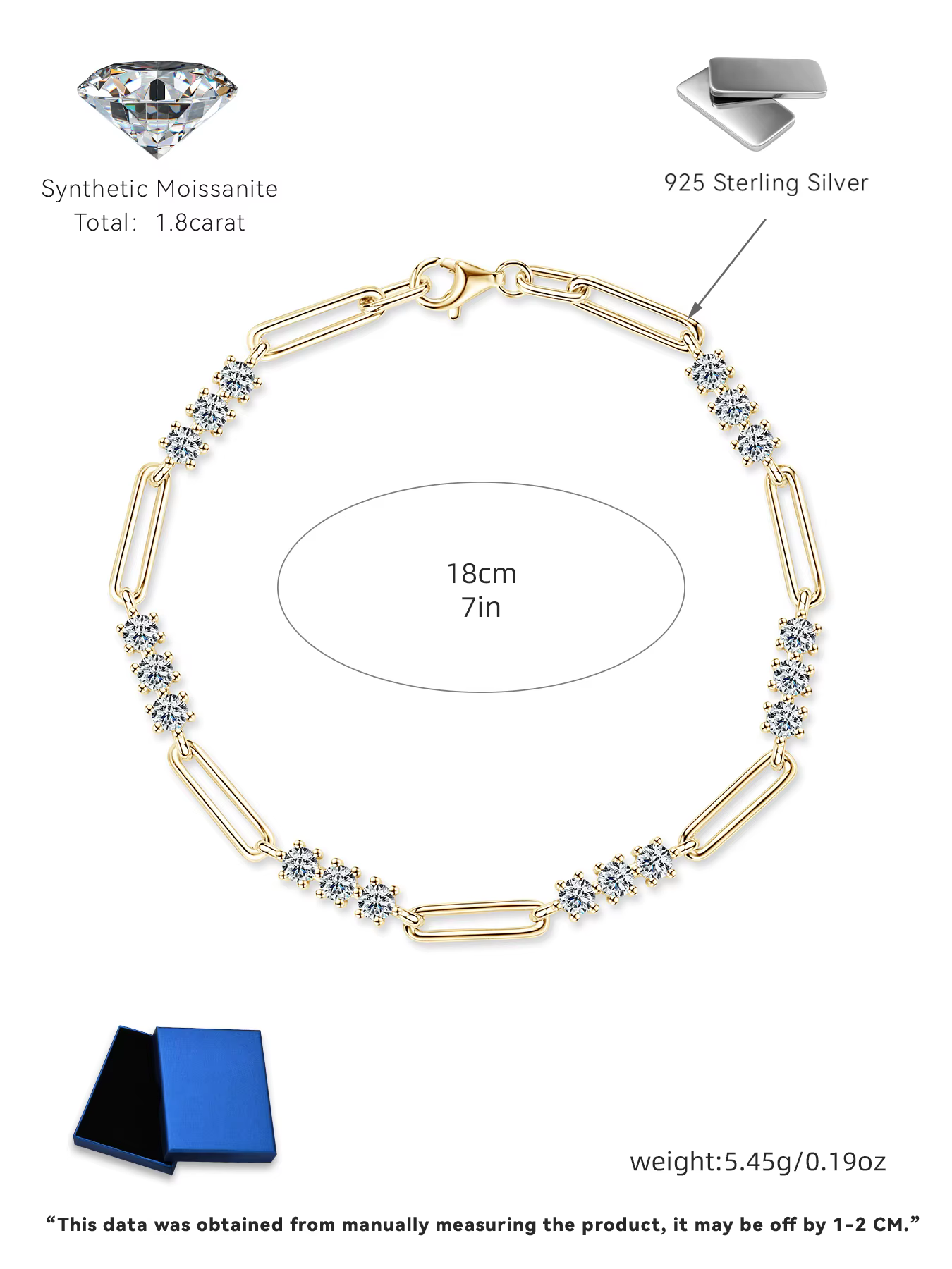 OXTAO – Bracelet Moissanite pour femmes