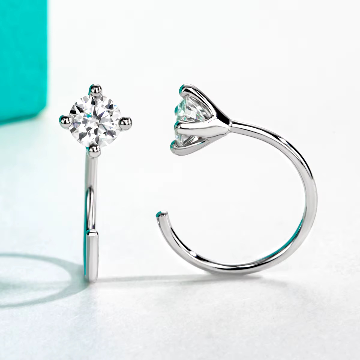 4mm D couleur Moissanites classique boucles d'oreilles pour femmes 925 bijoux en argent Sterling 18K plaqué or boucle