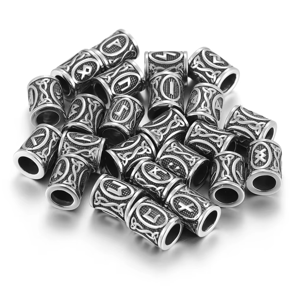 Perles de Rune Viking en acier inoxydable