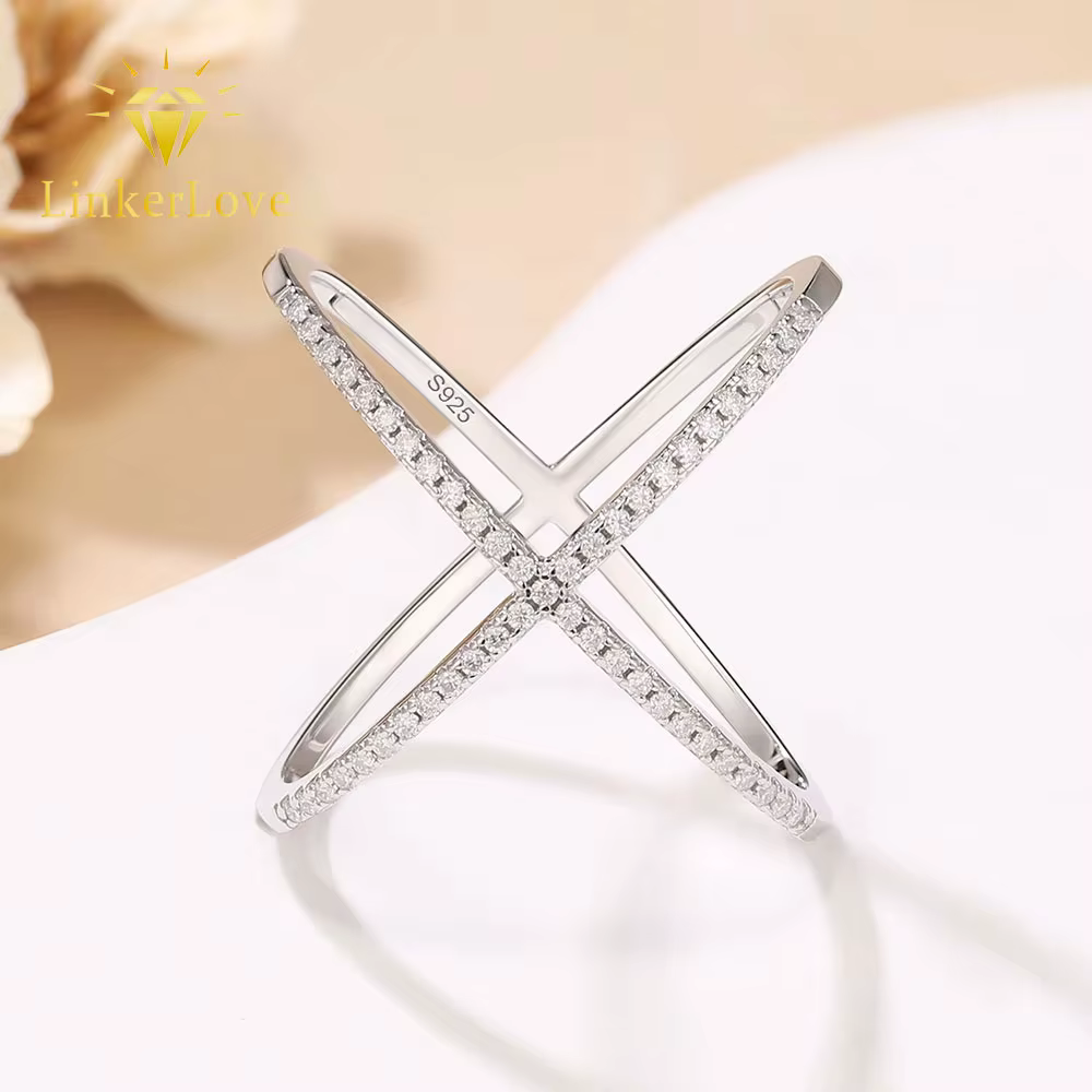 Bague X en Moissanite LinkerLove pour Femme