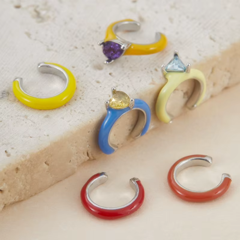 6 pièces/ensemble de boucles d'oreilles colorées arc-en-ciel à la mode pour femmes