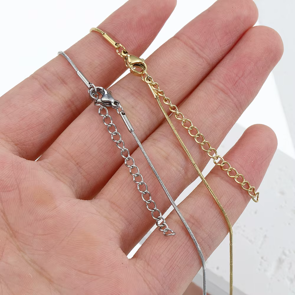 10 pièces 5 pièces chaîne serpent en acier inoxydable collier chaînes pour bijoux à bricoler soi-même faisant des résultats pendentifs chaîne fermoirs à homard en gros