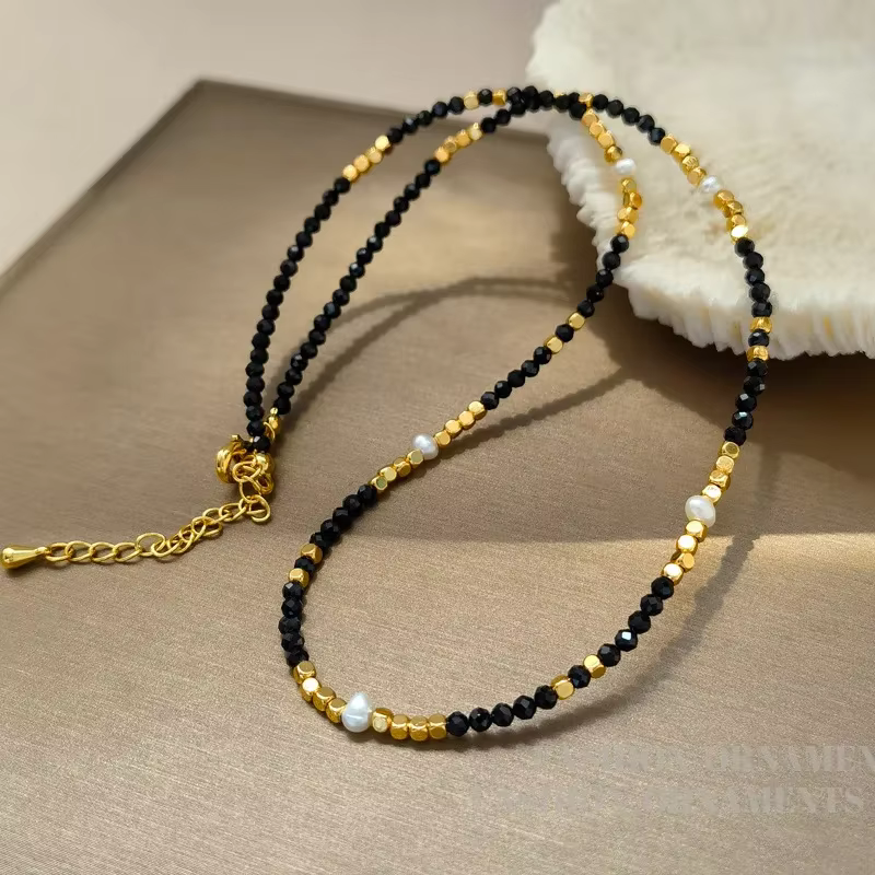 Bijoux rétro une couche Vintage tempérament couleur or collier de perles noires pour femmes fille offre spéciale accessoires livraison directe
