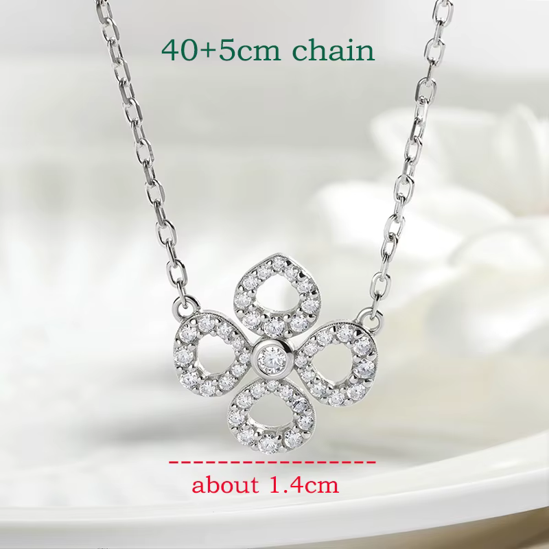 Collier pendentif en moissanite pleine fleur Smyoue pour femmes Chaîne scintillante pour filles Bijoux de cou Plaqué argent sterling S925 18k