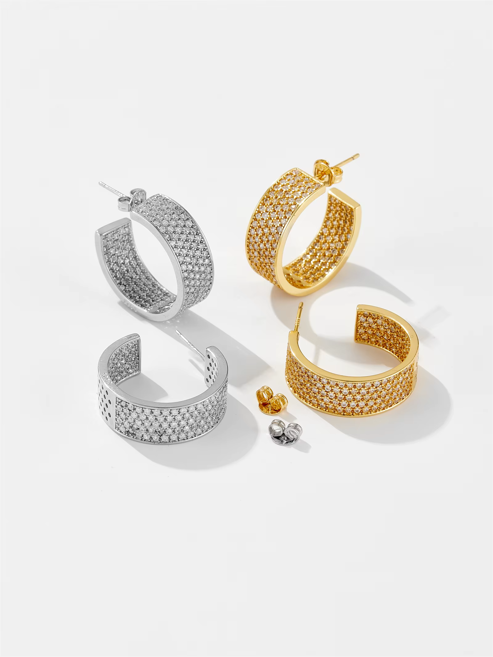 Ug LAOPA-Boucles d'oreilles créoles en argent regardé 925 et or