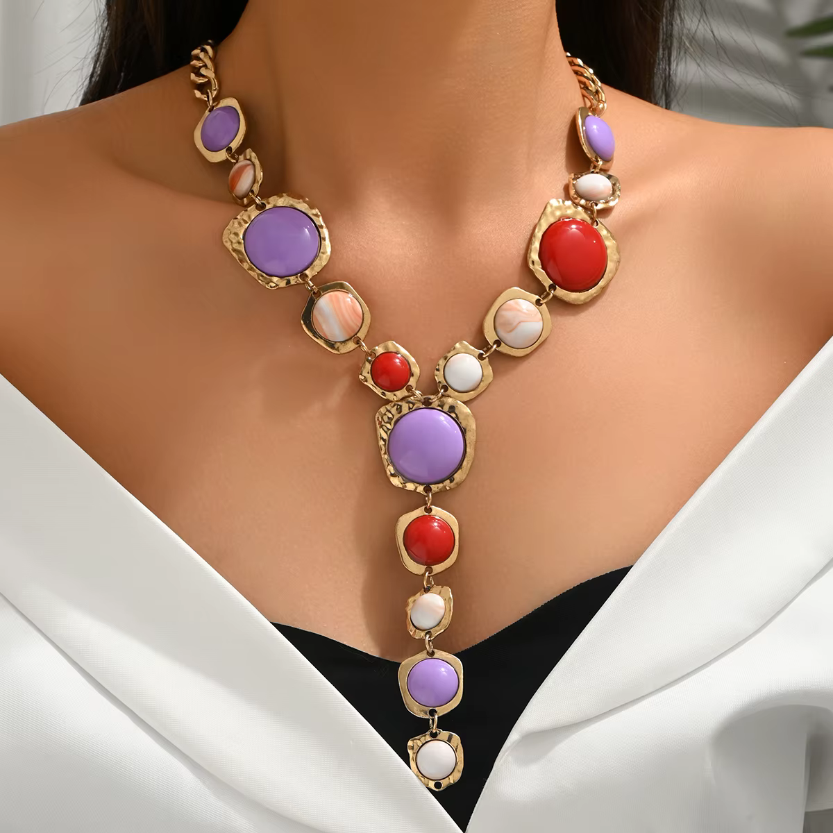 Collier Long rétro en forme de Y pour femmes