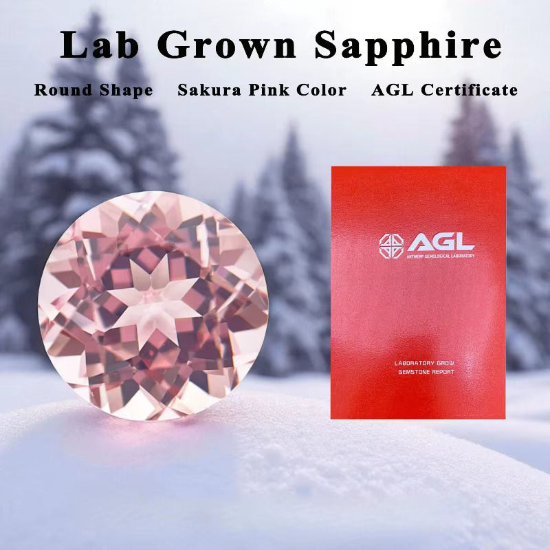 Saphir de laboratoire taille ronde couleur rose Morgan pour la fabrication de bijoux DIY