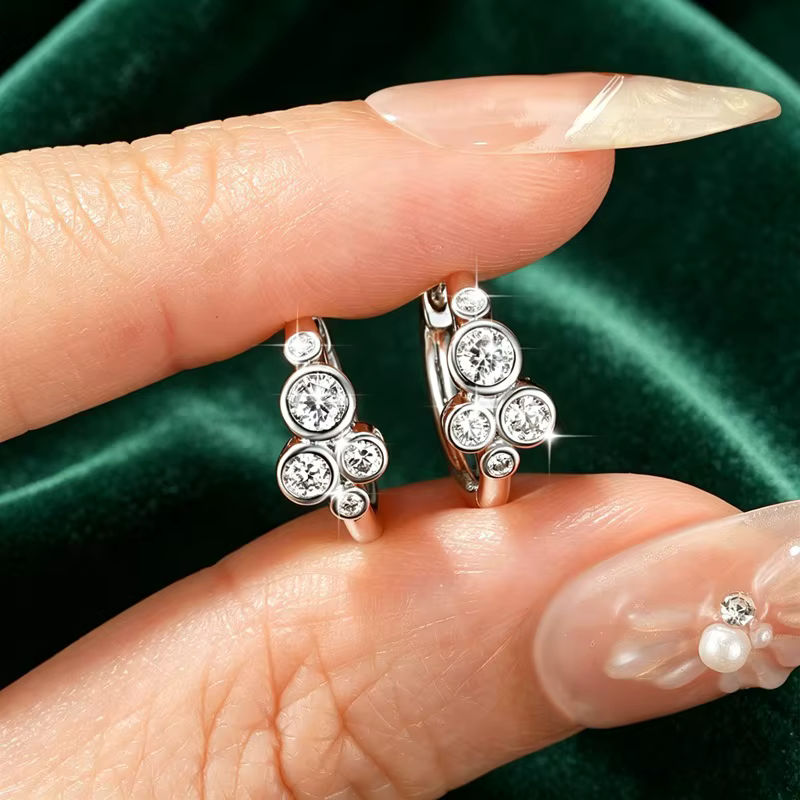 Lnngy – boucles d'oreilles rondes en Moissanite pour femmes