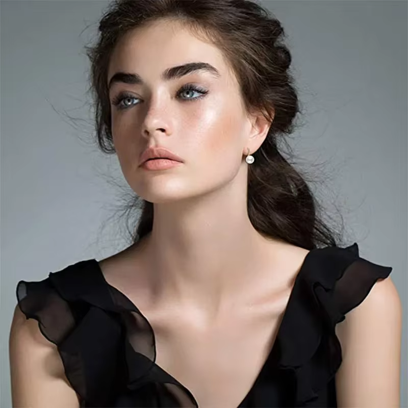 Boucles d'oreilles en perles de culture d'eau douce blanches pour femmes