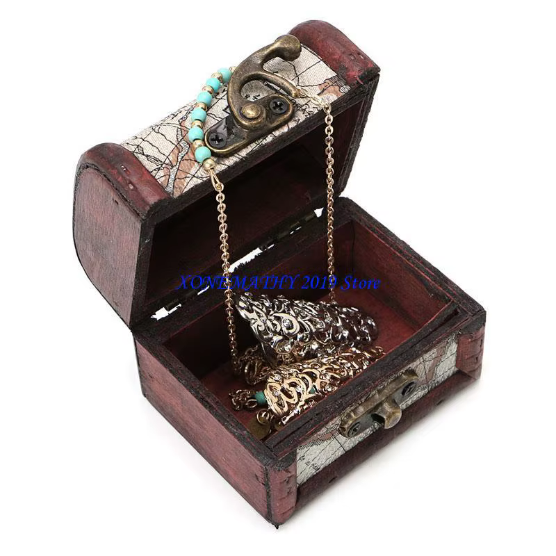 F42F – boîte à bijoux en bois Antique