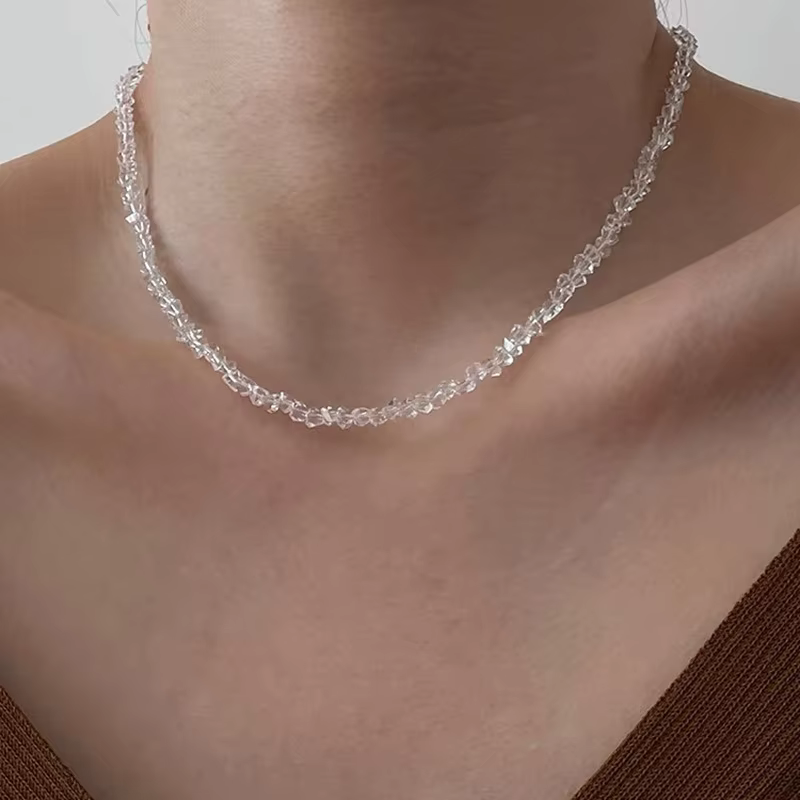 Collier ras du cou en cristal de verre cou pour femmes