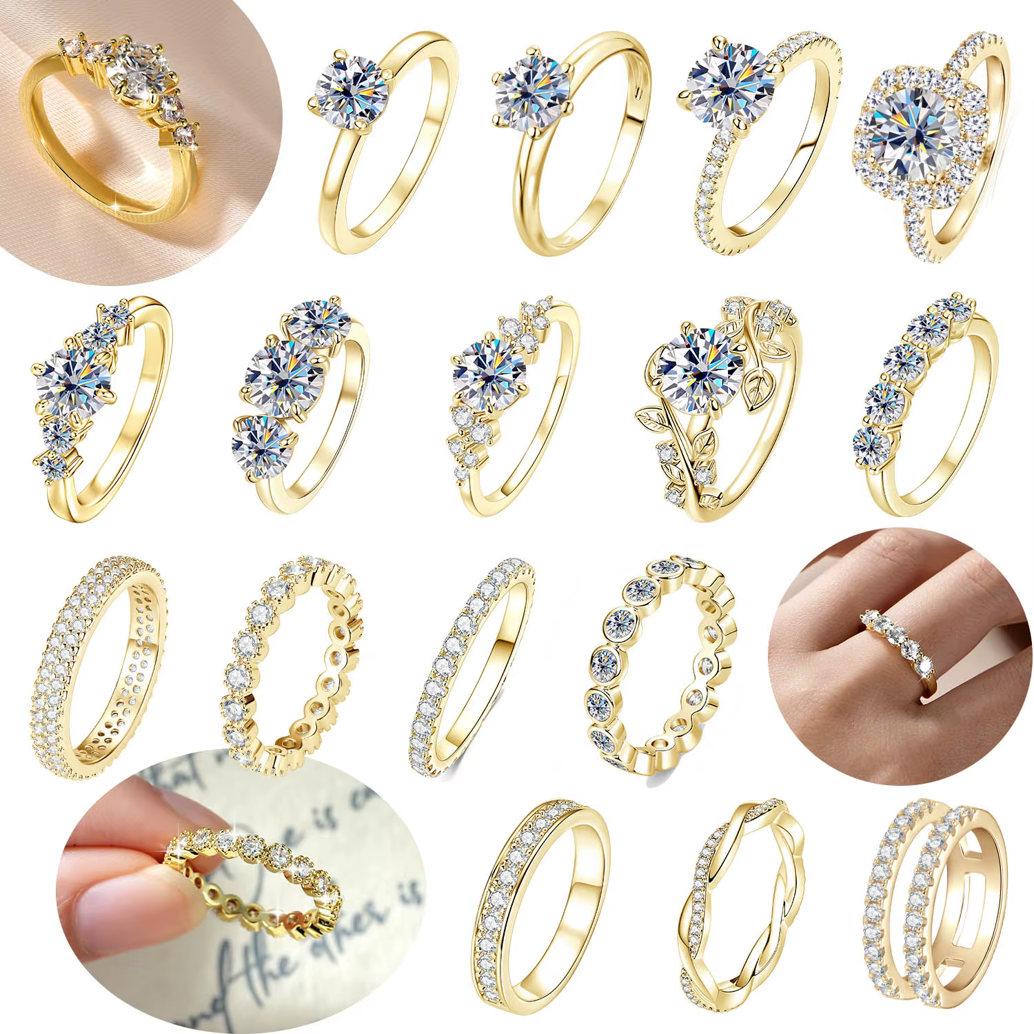Celestinov – bagues en Moissanite de couleur D, Design à la mode, bague dorée classique de haute qualité, bijoux de fiançailles, cadeaux pour femmes