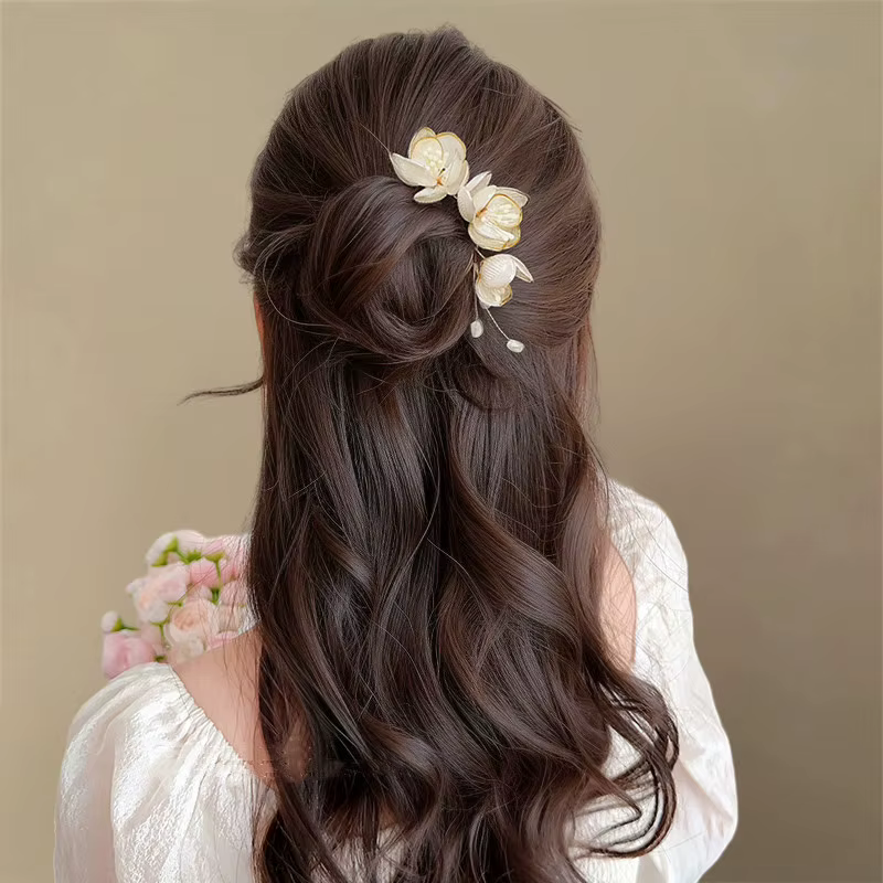 Peigne à cheveux floral de mariée élégant pour femme