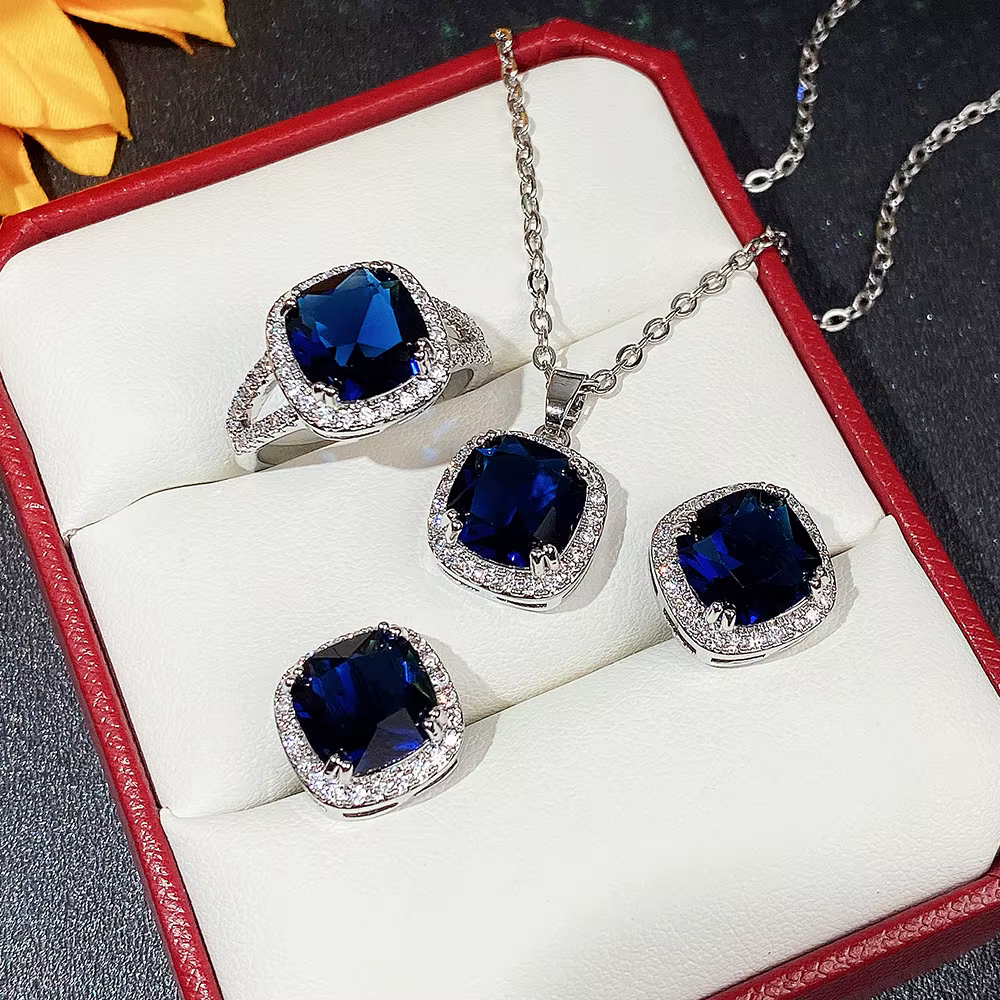 Ensemble de bijoux créatifs en Imitation saphir pour femmes
