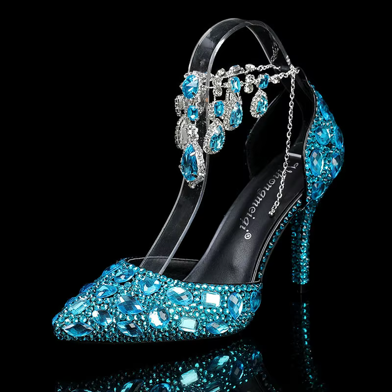 Nouvelles Chaussures Femme Printemps-Automne 2026 – Escarpins Pointus à Talons Hauts avec Chaîne Diamantée en Cristal pour Mariage et Banquet