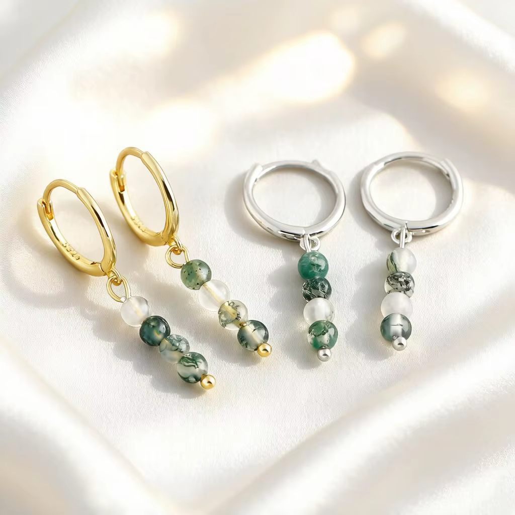 F.I.N.S – boucles d'oreilles en perles d'agate naturelle faites à la main pour femmes