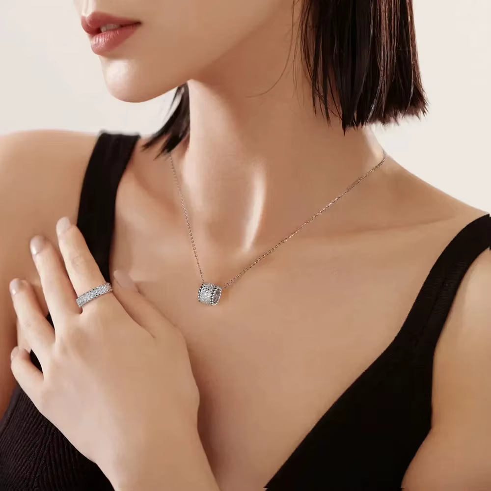 M-JAJA Réel Moissanite Collier pour Femme 925 Sterling Silver JOGemstone D document VVl's Lab Diamant Vintage Pendentif Bijoux