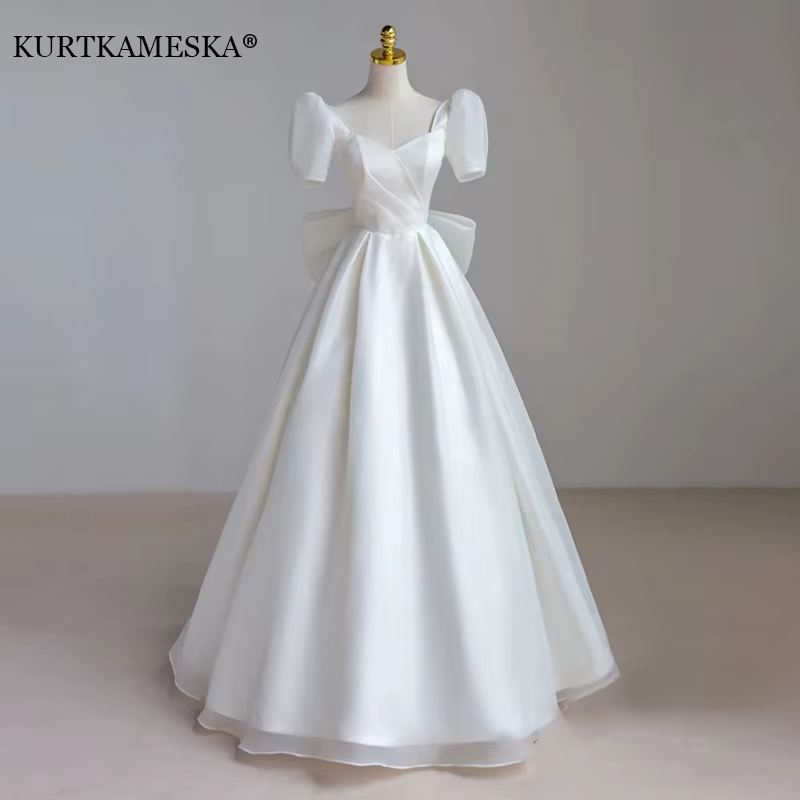 Robes de mariée maxi en satin blanc de luxe français