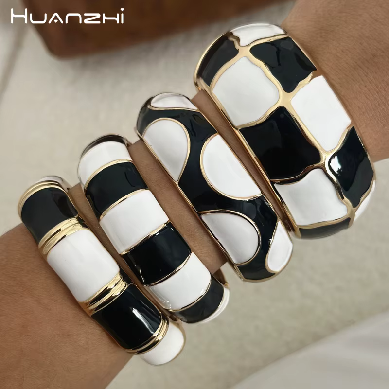 HUANZHI – Bracelet Vintage en émail émaillé