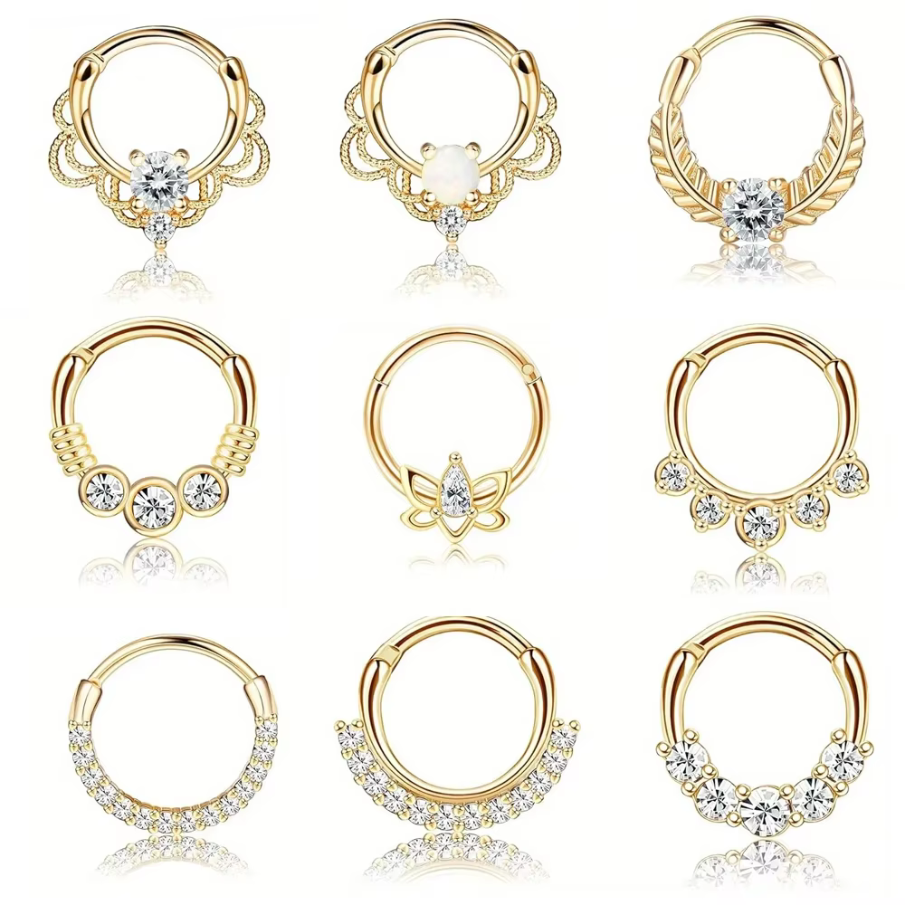 Florideco Septum anneaux 316L acier inoxydable opale Daith nez