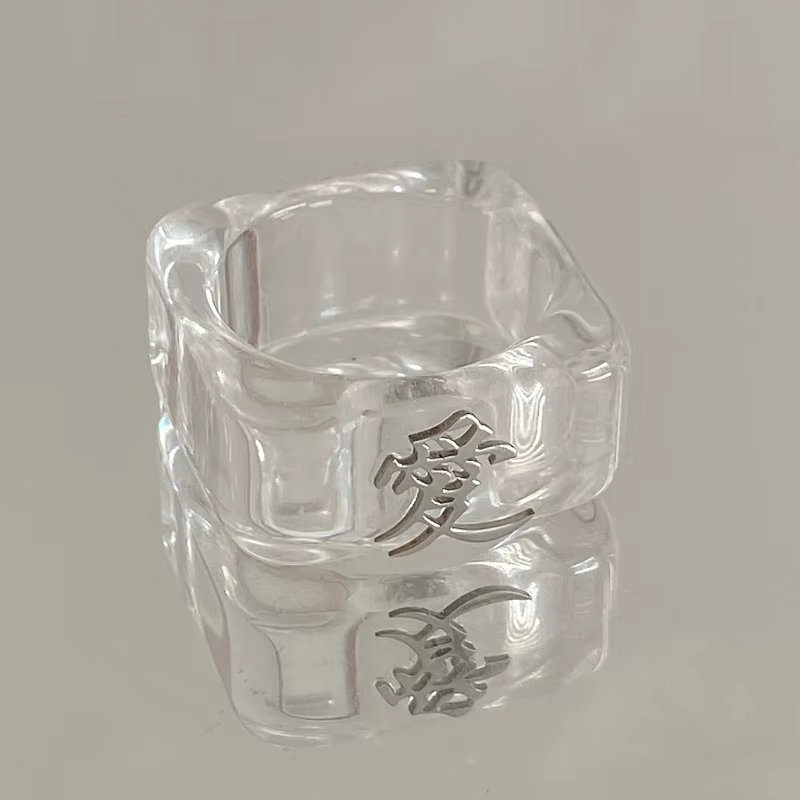 Bague transparente en résine d'amour coréen pour femme