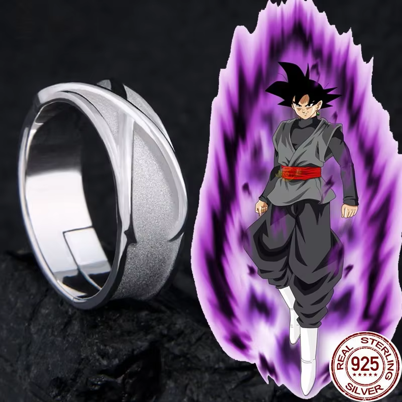 Bague noire en argent Sterling 925