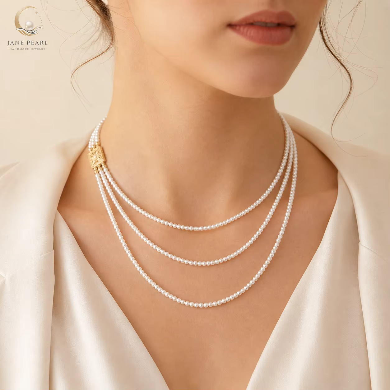 Collier de perles d'eau douce naturelles Mareora 3-4 mm