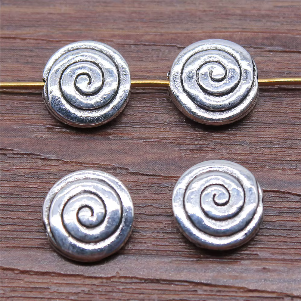 WYSIWYG 10 pièces accessoires de fabrication de bijoux bricolage artisanat Antique couleur argent 3x10mm tourbillon rond petit trou perles