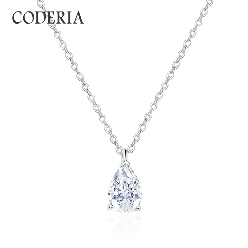 Collier ovale en Moissamite goutte d'eau
