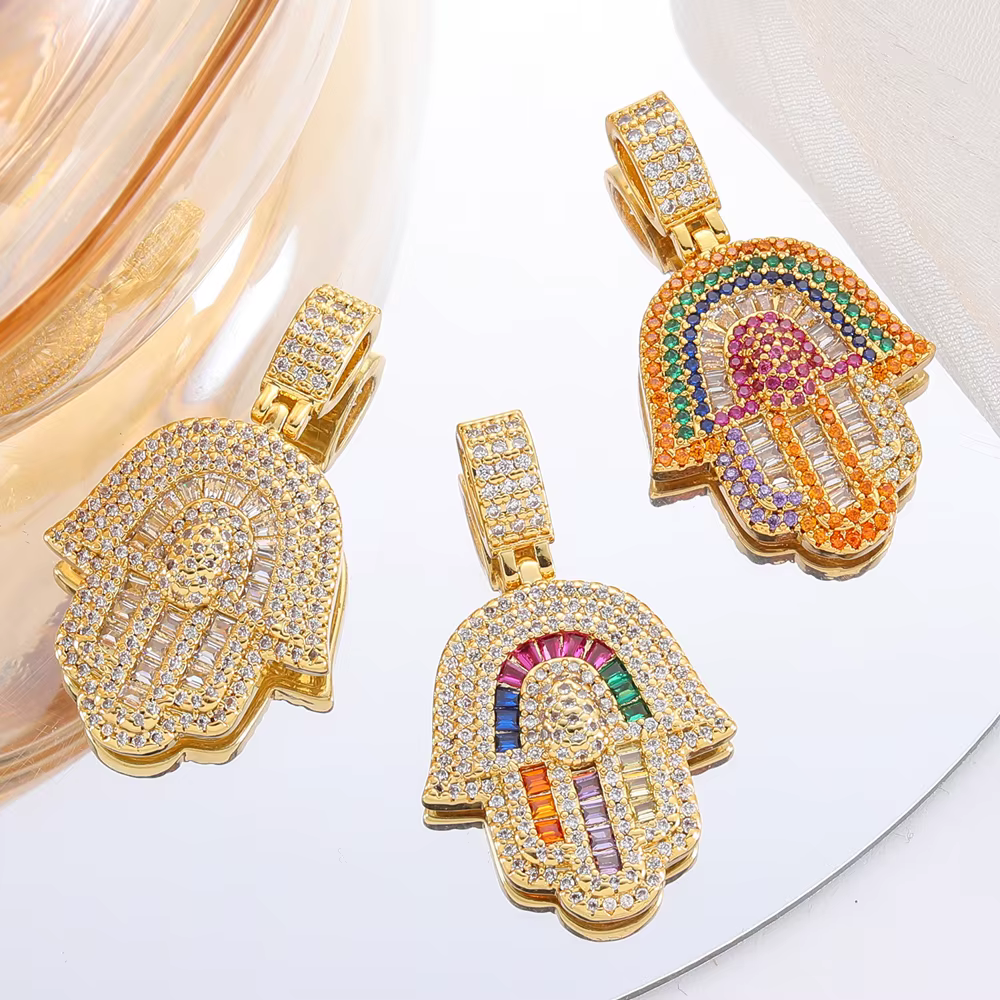 Juya Breloques de luxe plaqué or 18K micro-pavé de zircon