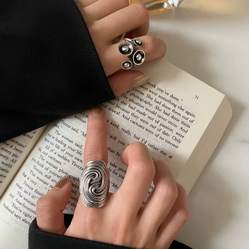 Bague en argent thaïlandais fleur vintage pour femme